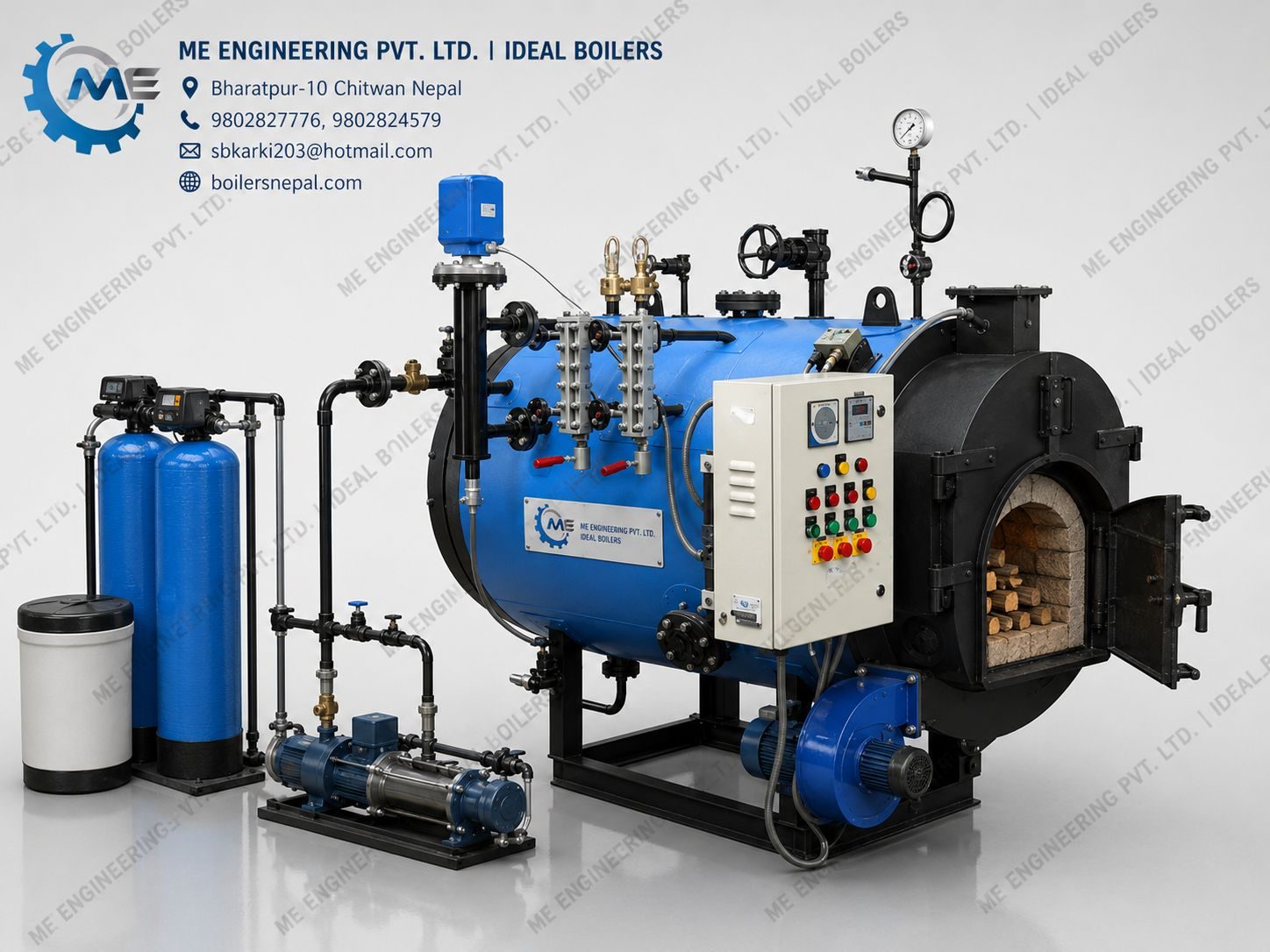 Horizontal Smoke Tube 3-Pass Internal Furnace Steam Boiler (300-400 kg/hr)