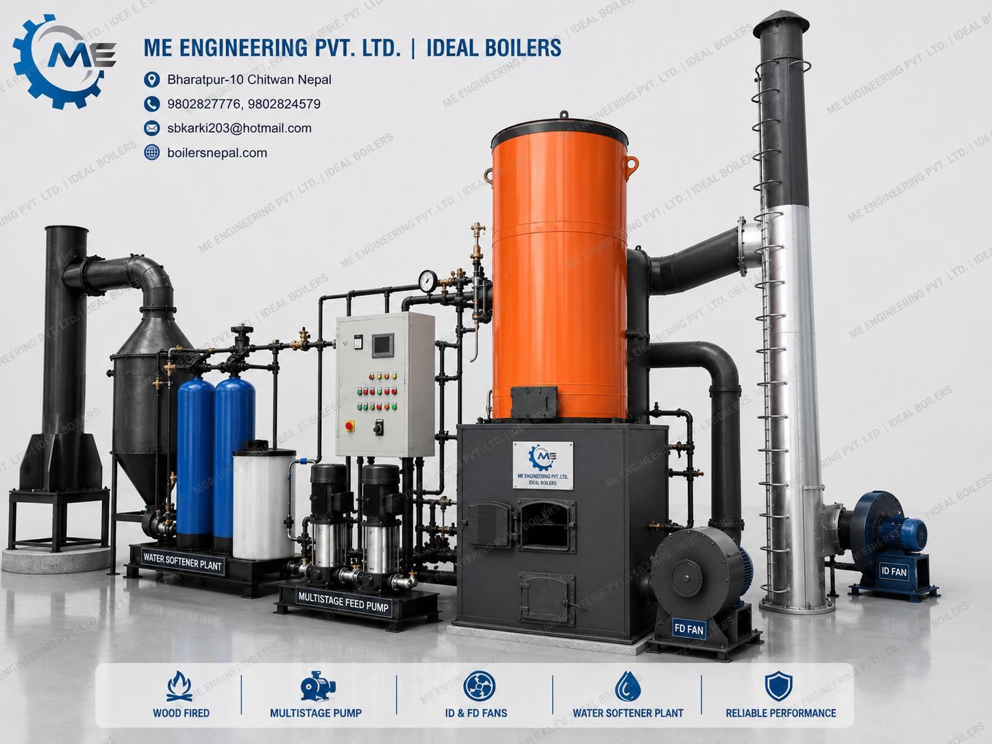 Vertical Cross Tube Water Tube Internal Furnace Steam Boiler (1000 kg/hr)
